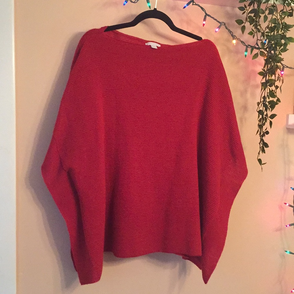 Rich Red Knit Poncho